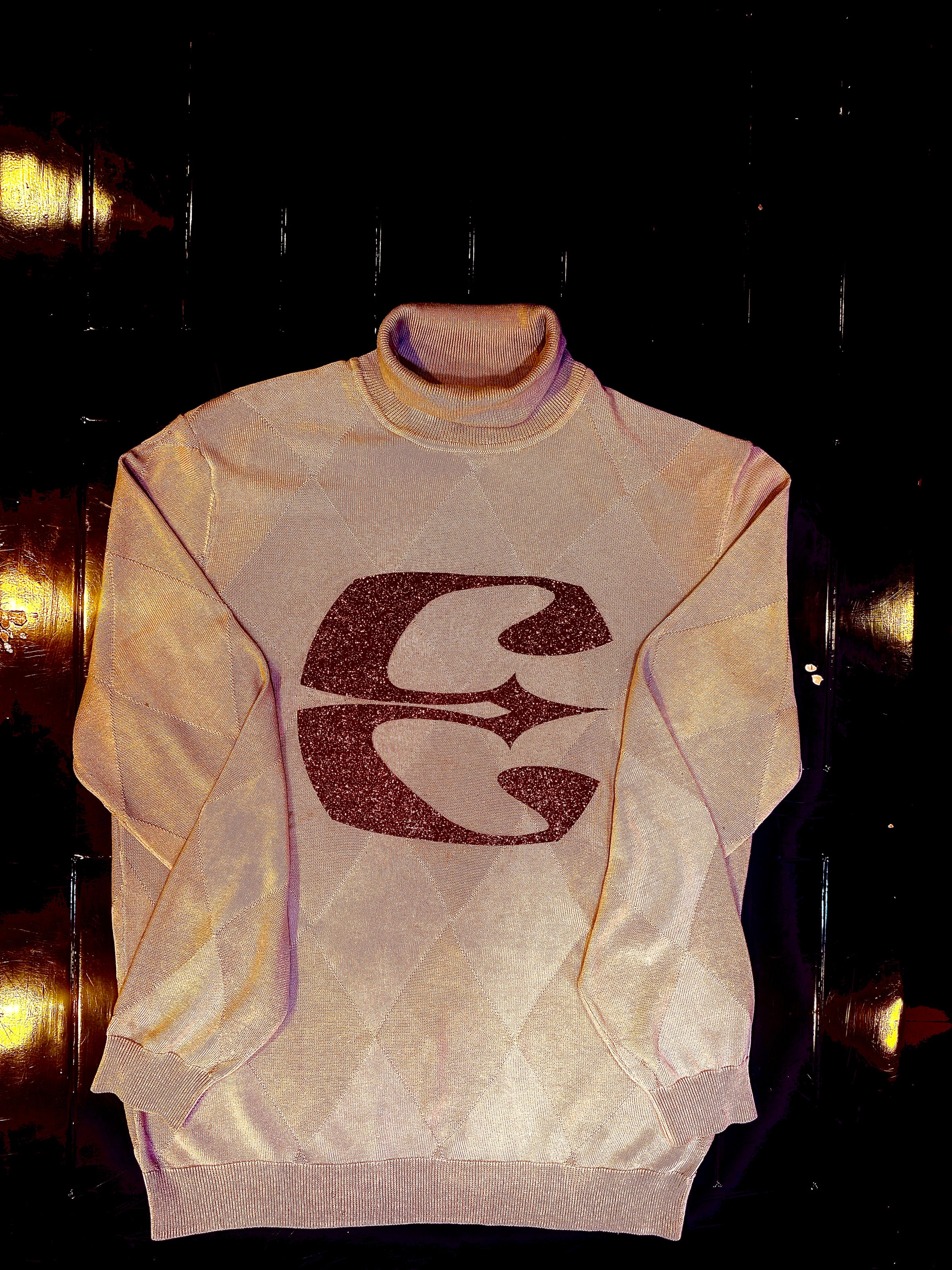Bourgeoisi-E Ensemble | The Tanné/Bordeaux | Long sleeve Diamond Woven Cotton/Modal Blended Mock-Neck Sweater | Bordeaux Sparkl-E